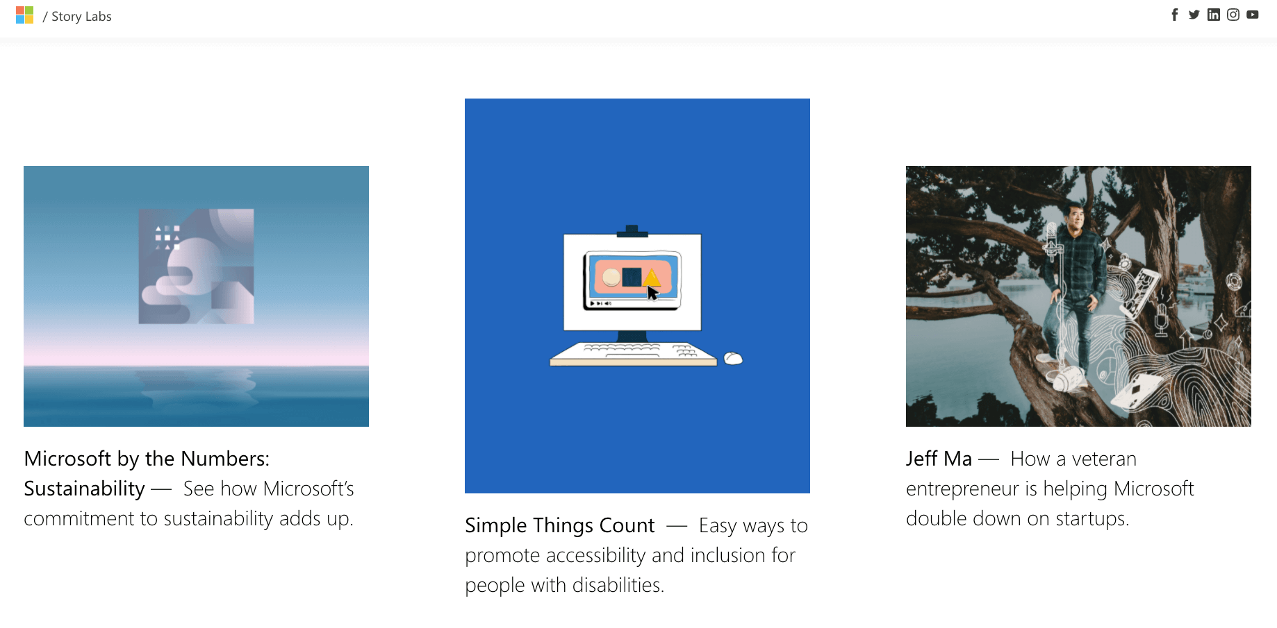 Screengrab of Microsoft stories